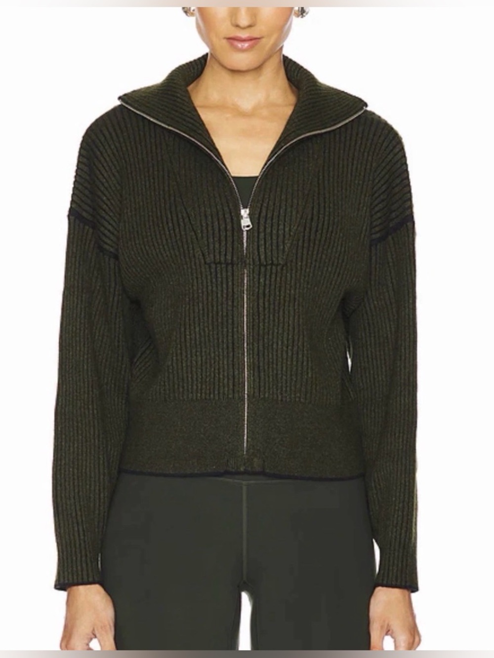 Varley Women's carmen Rib Knit Zip Through Sweater - DROL - Medium - NWT